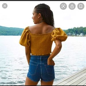 Wild Fable Puff Sleeves Short Smocked Top